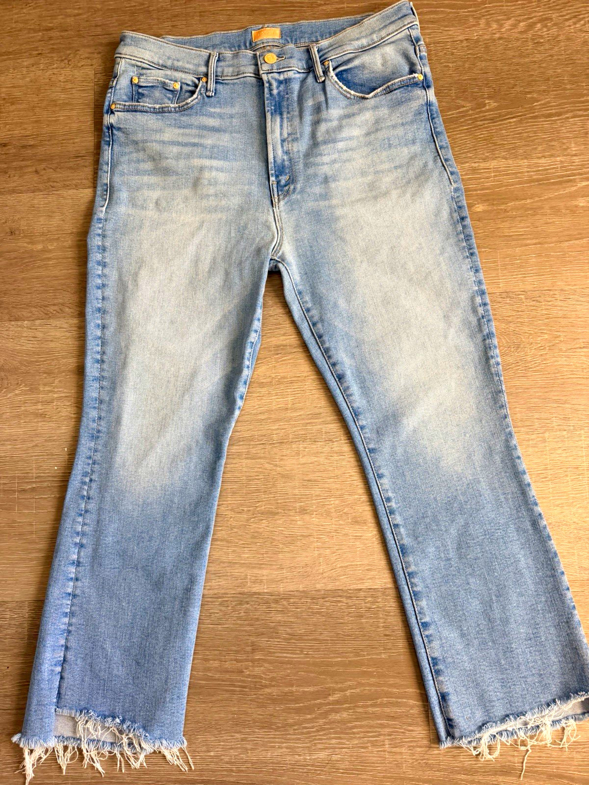 MOTHER Insider Crop Step Fray Jeans Sz 34 “Limited Edition” Wash Frayed Hem EUC