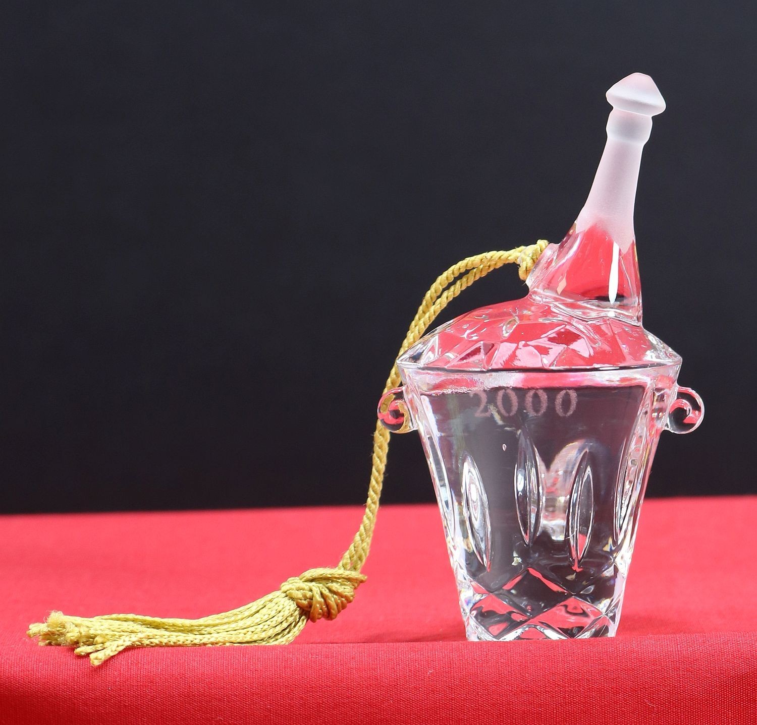 2000 Gorham Crystal Champagne Bottle & Ice Bucket Christmas Ornament