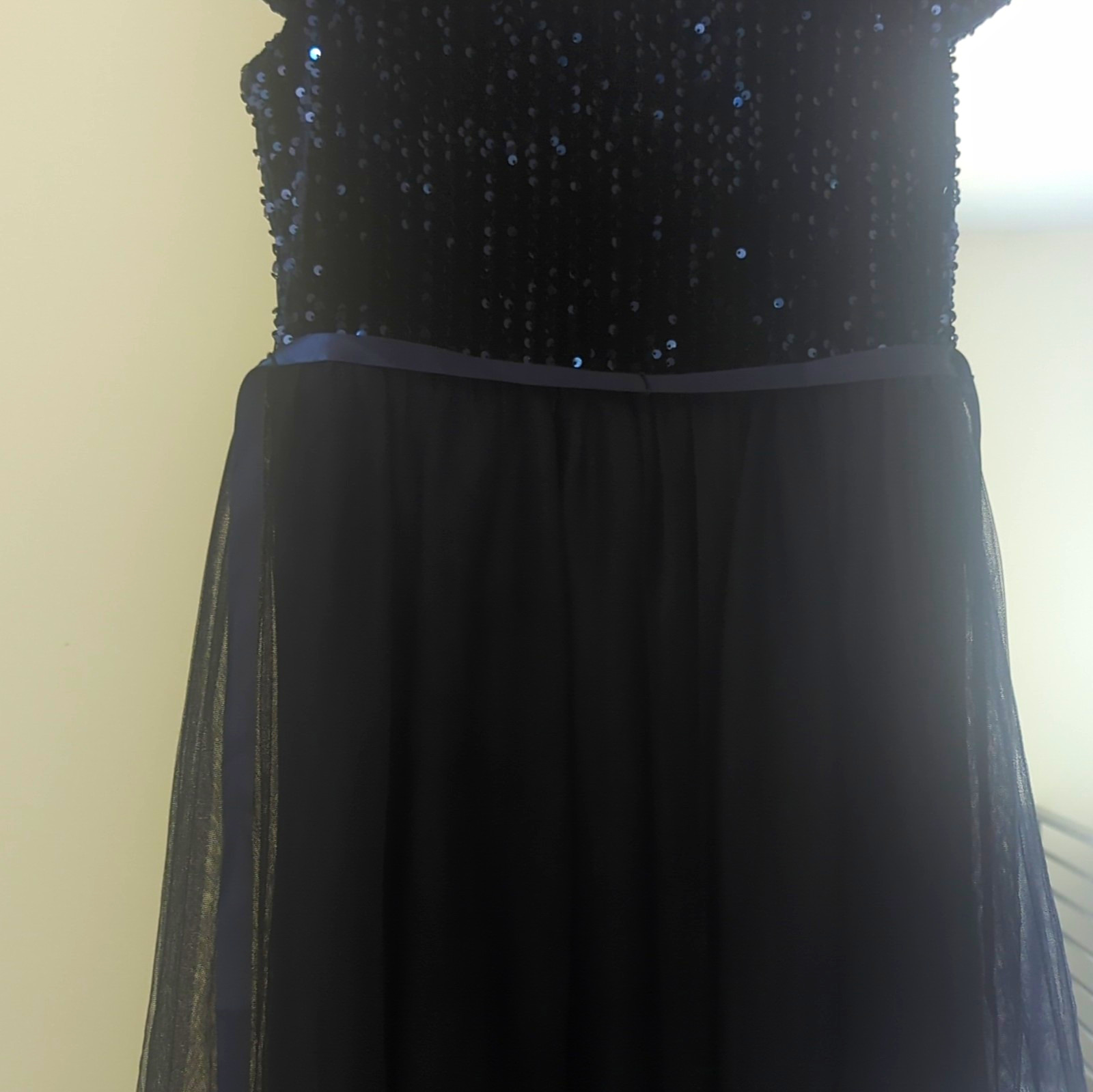 Speechless Girls Navy Blue Sequin Fit & Flare Knee Dress Cap Sleeve Size 16