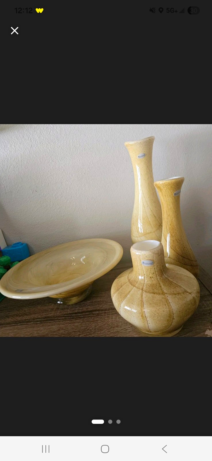 Fenton International Golden Sand Art Glass Set - 4 Pc Collection Vases & Bowl MC Fenton International Golden Sand Art Glass Set - 4 Pc Collection Vases & Bowl MC