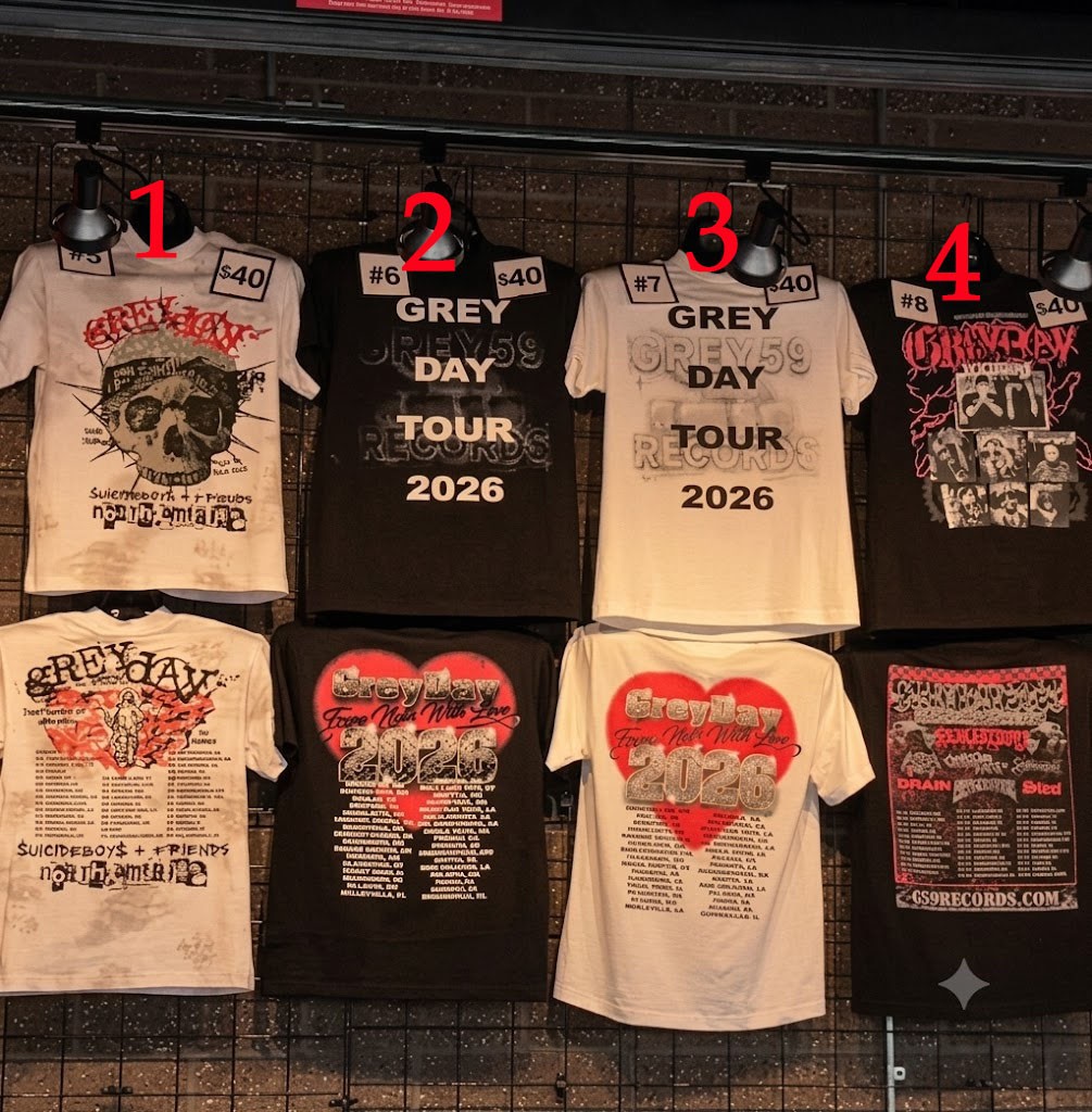 Suicideboys Gray Day Tour 2026 T-Shirt, 2 Sides Merch Tee