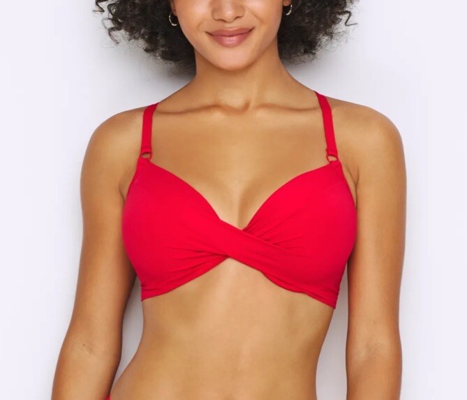 NWOT Seafolly Women\'s Dd Cup Twist Front Bra Bikini Top Red Size 10