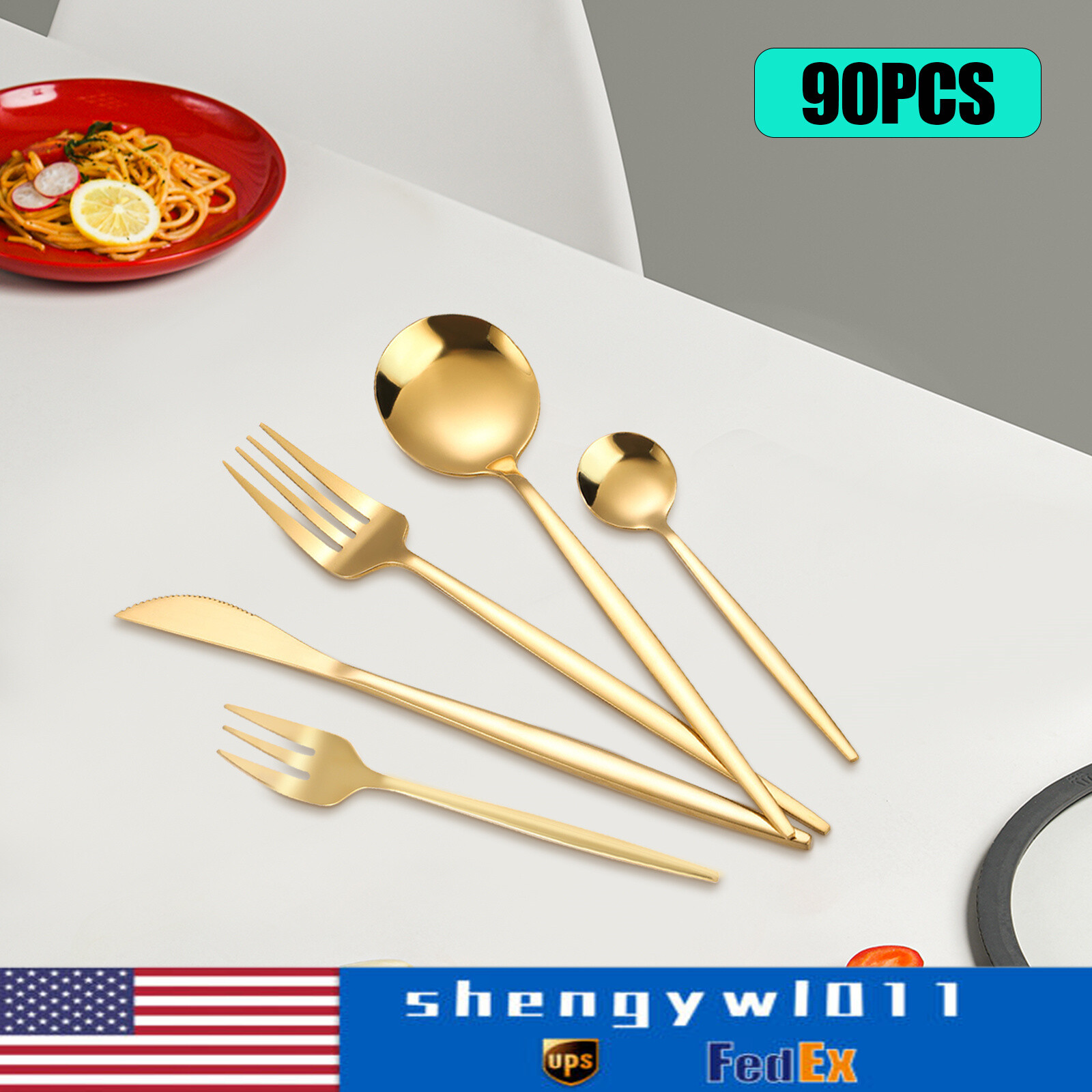 90pcs/Set Tableware Stainless Steel Flatware Utensil Kitchen Spoon Fork Cutlery 90pcs/Set Tableware Stainless Steel Flatware Utensil Kitchen Spoon Fork Cutlery