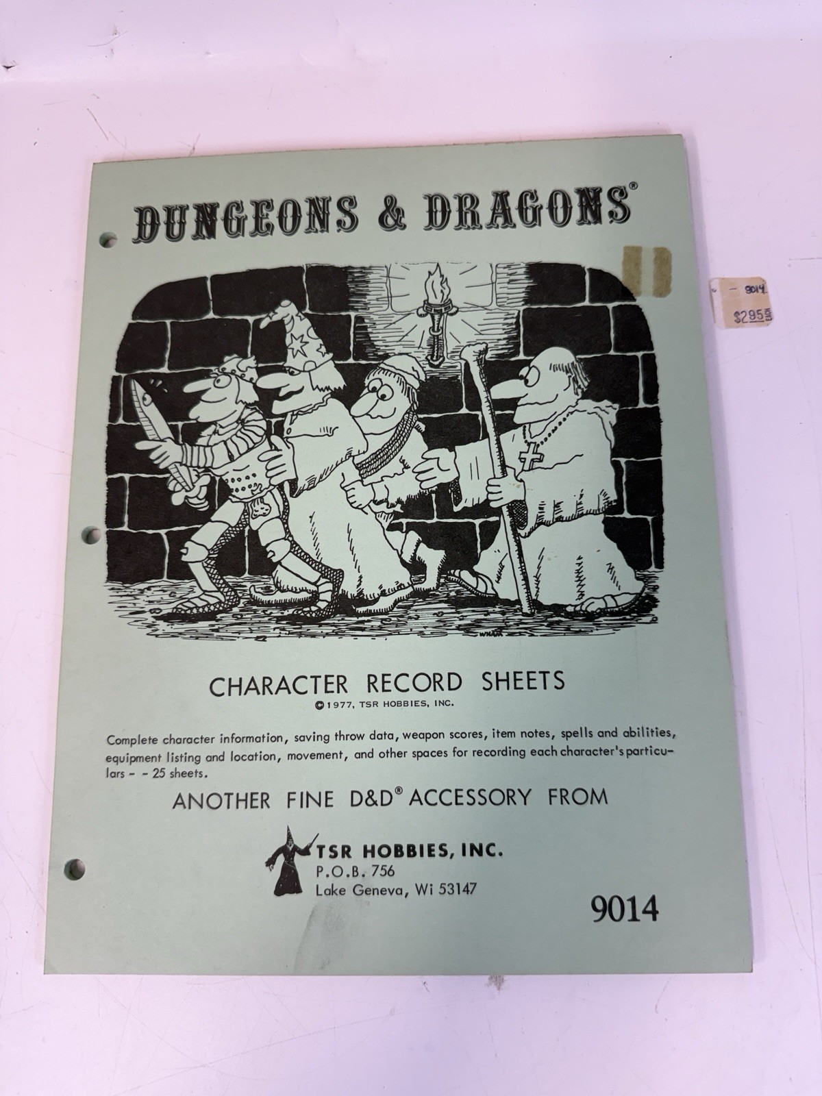 TSR DUNGEONS DRAGONS D&D CHARACTER RECORD SHEETS VINTAGE Rare Green 9014 1977