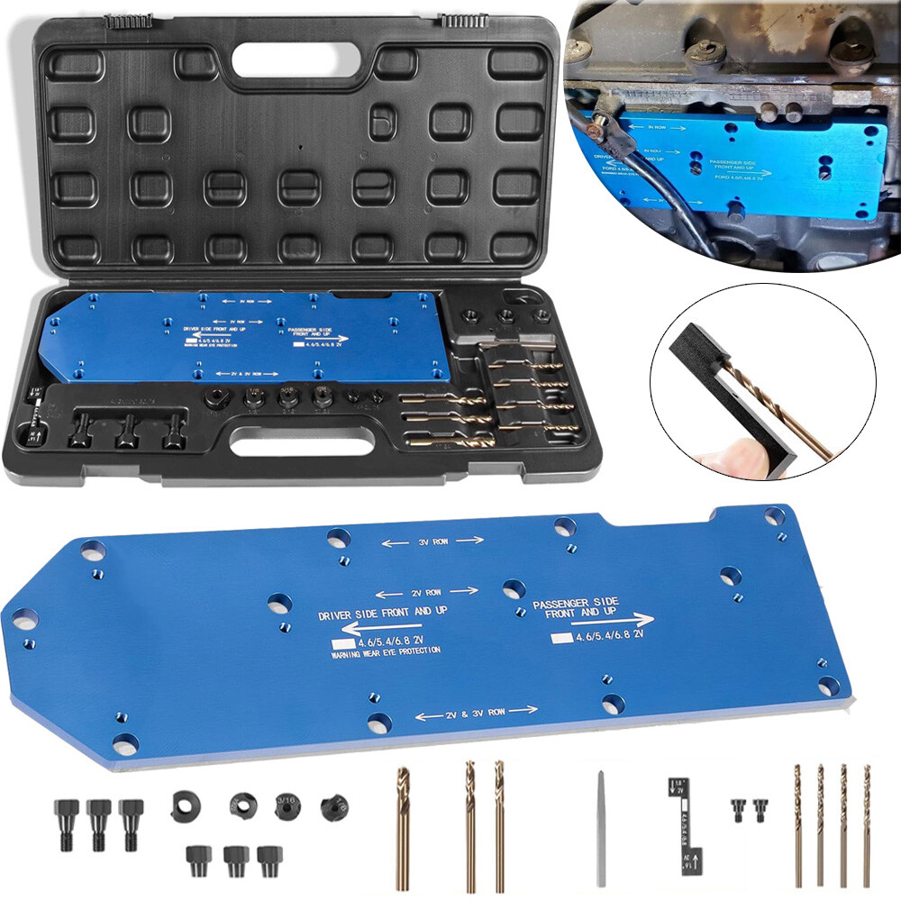 71600 For Ford 4.6L/5.4L/6.8L Exhaust Manifold Drill Template Kit with Case