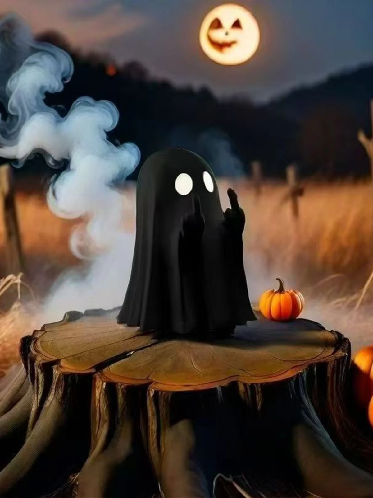 Halloween Funny Middle Finger Ghost Statue 7.5cm Spooky Resin Figurine Decor US