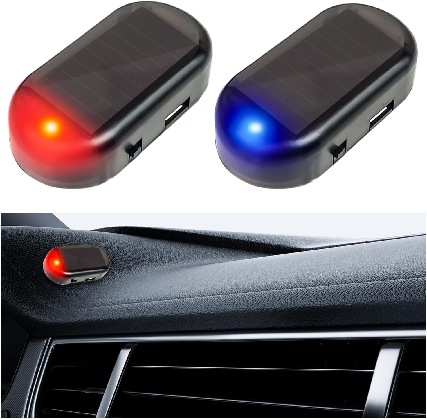 2PCS Car Solar Power Simulated Dummy Alarm, Anti-Theft LED Flashing Security Lig 2PCS Car Solar Power Simulated Dummy Alarm, Anti-Theft LED Flashing Security Lig