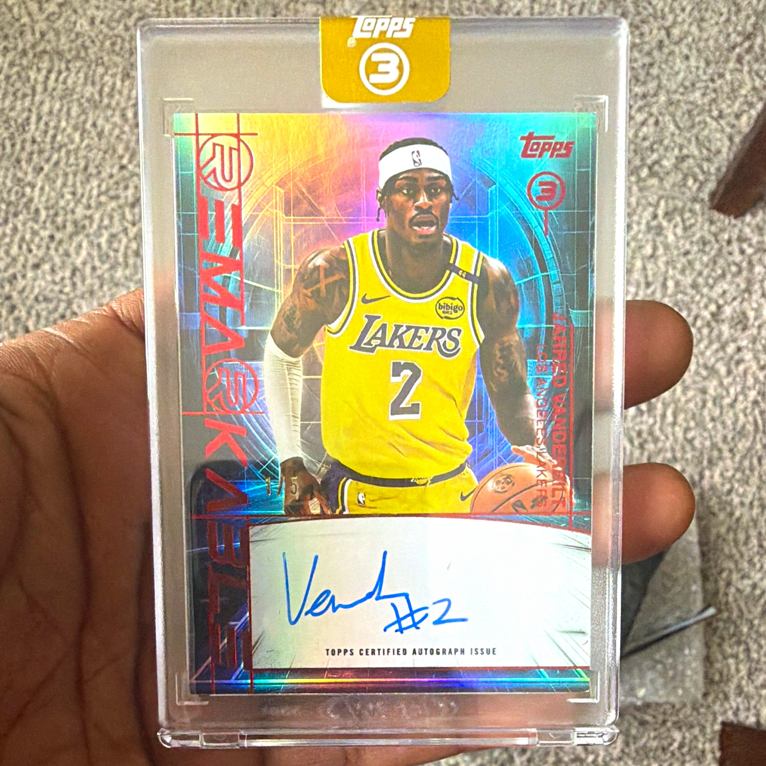 Topps 25/26 Topps Three Re-Markable Jarred Vanderbilt #RM-JV Red 1/5 Auto Lakers Topps 25/26 Topps Three Re-Markable Jarred Vanderbilt #RM-JV Red 1/5 Auto Lakers