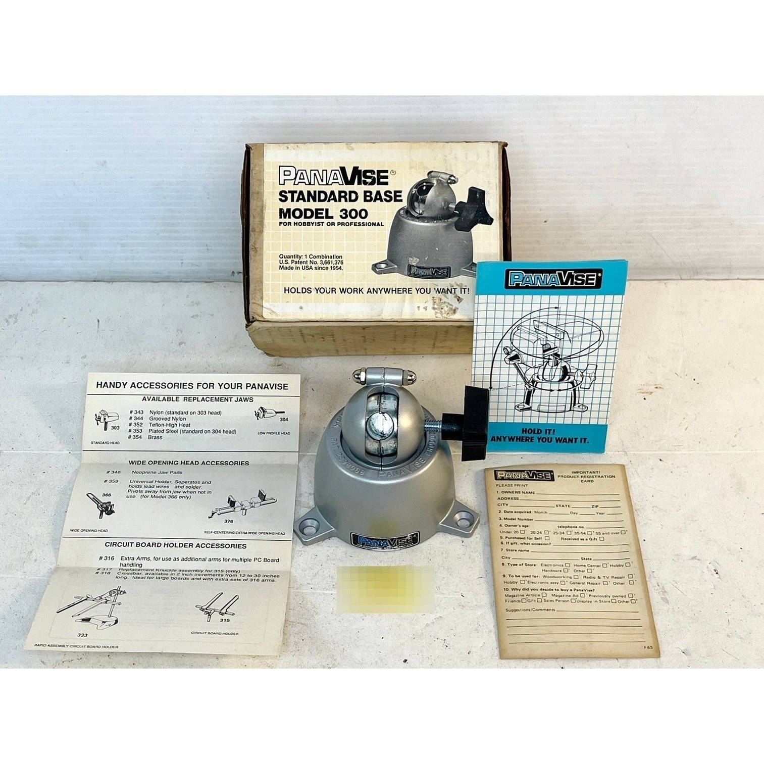PanaVise 300 Standard Base Multi Angle Vise Mount NOS Original Box USA