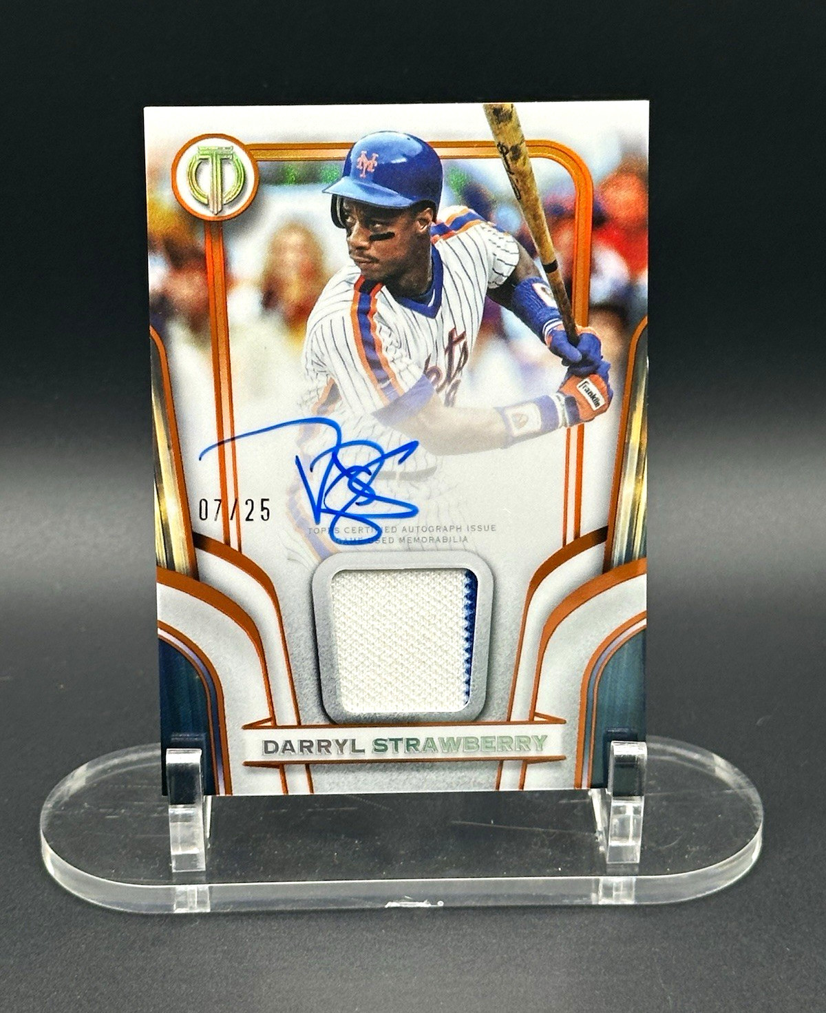 2026 Topps Tribute Darryl Strawberry Autograph Relic /25 On-Card Auto Pinstripe