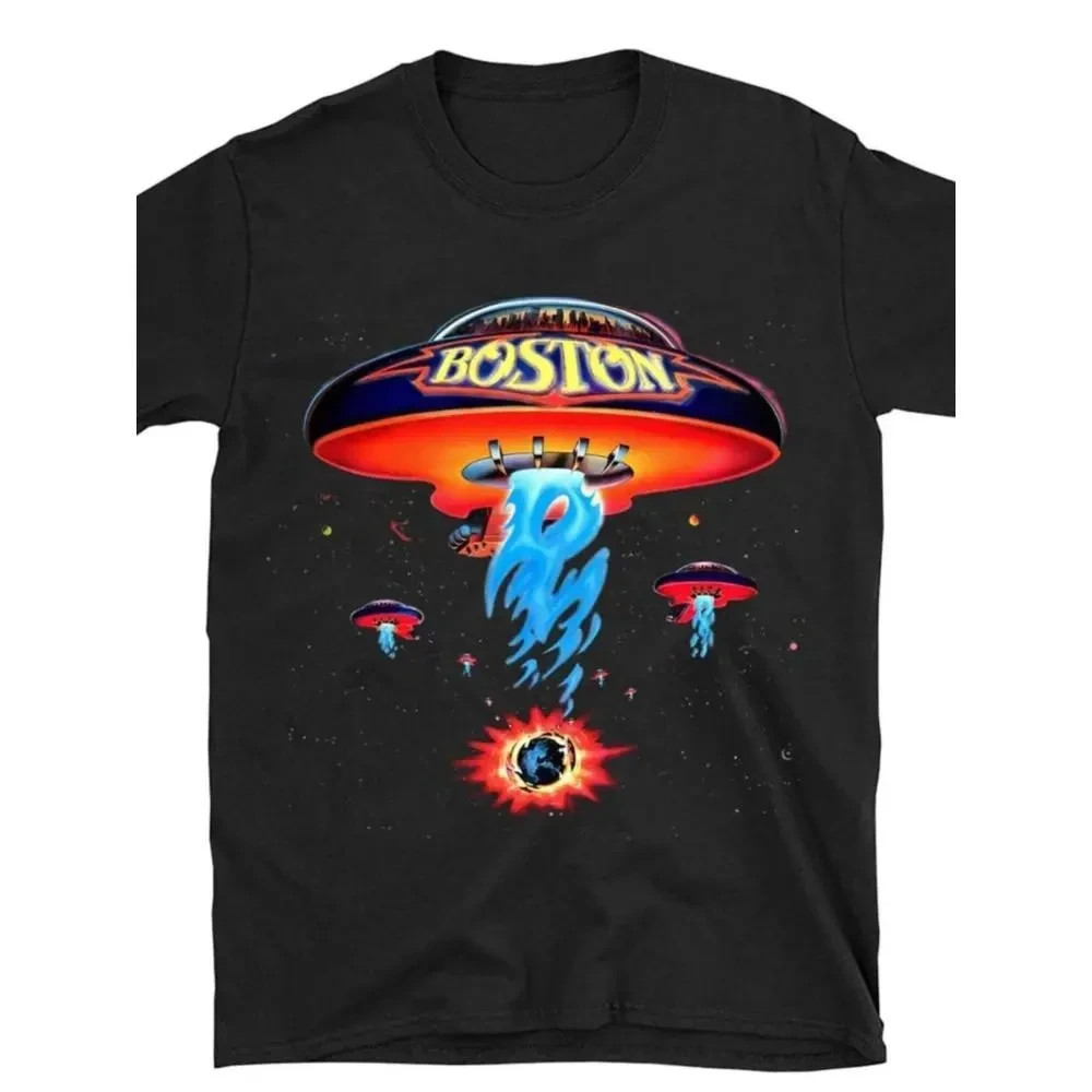 100% Cotton Boston Band T-Shirt Poster Shirt Spaceship Rock Band T-Shirt Men\'S B