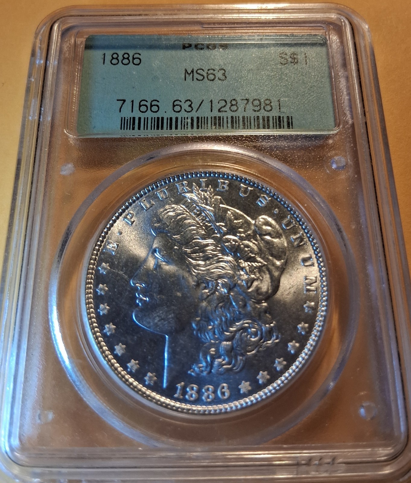 1886-P MORGAN Silver Dollar-PCGS MS63-OLD GREEN HOLDER, Nice White Coin