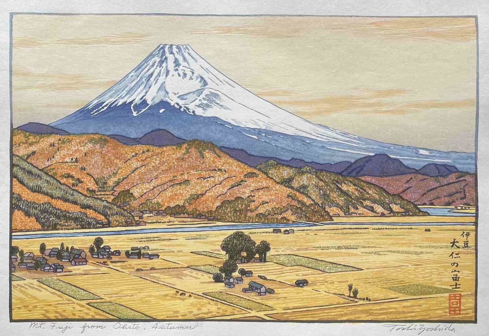 Toshi Yoshida Mt Fuji from Ohito Autumn 1962 Japanese Woodblock Print