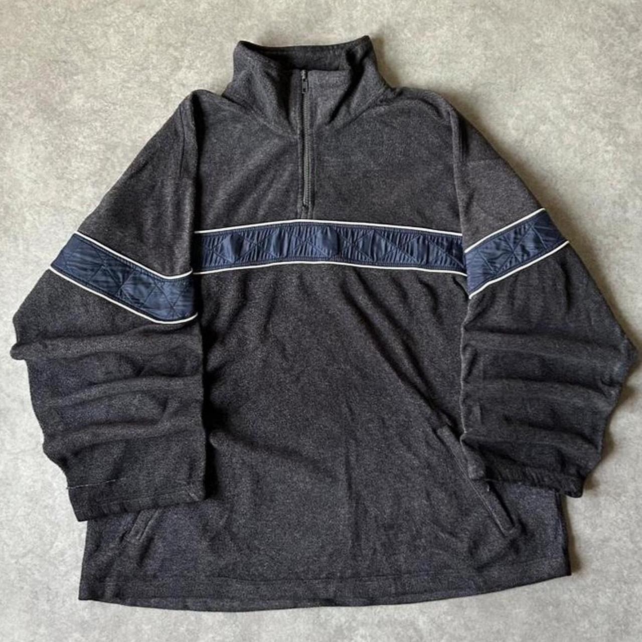 Vintage Faded Glory Mens Grey Quarter Zip Sweatshirt Y2K Fleece Pullover Large