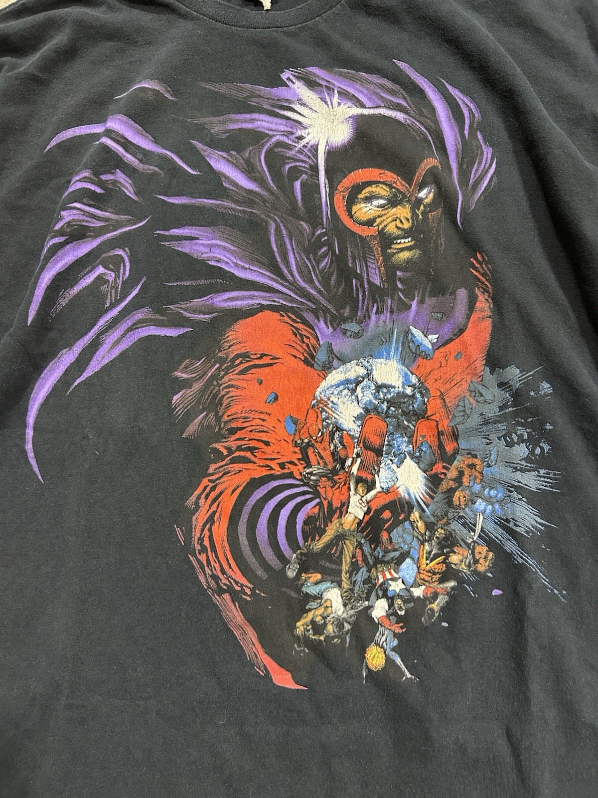 Vintage Y2K 2000’s Magneto Marvel Comics X Men Rare Black T Shirt Mad Engine