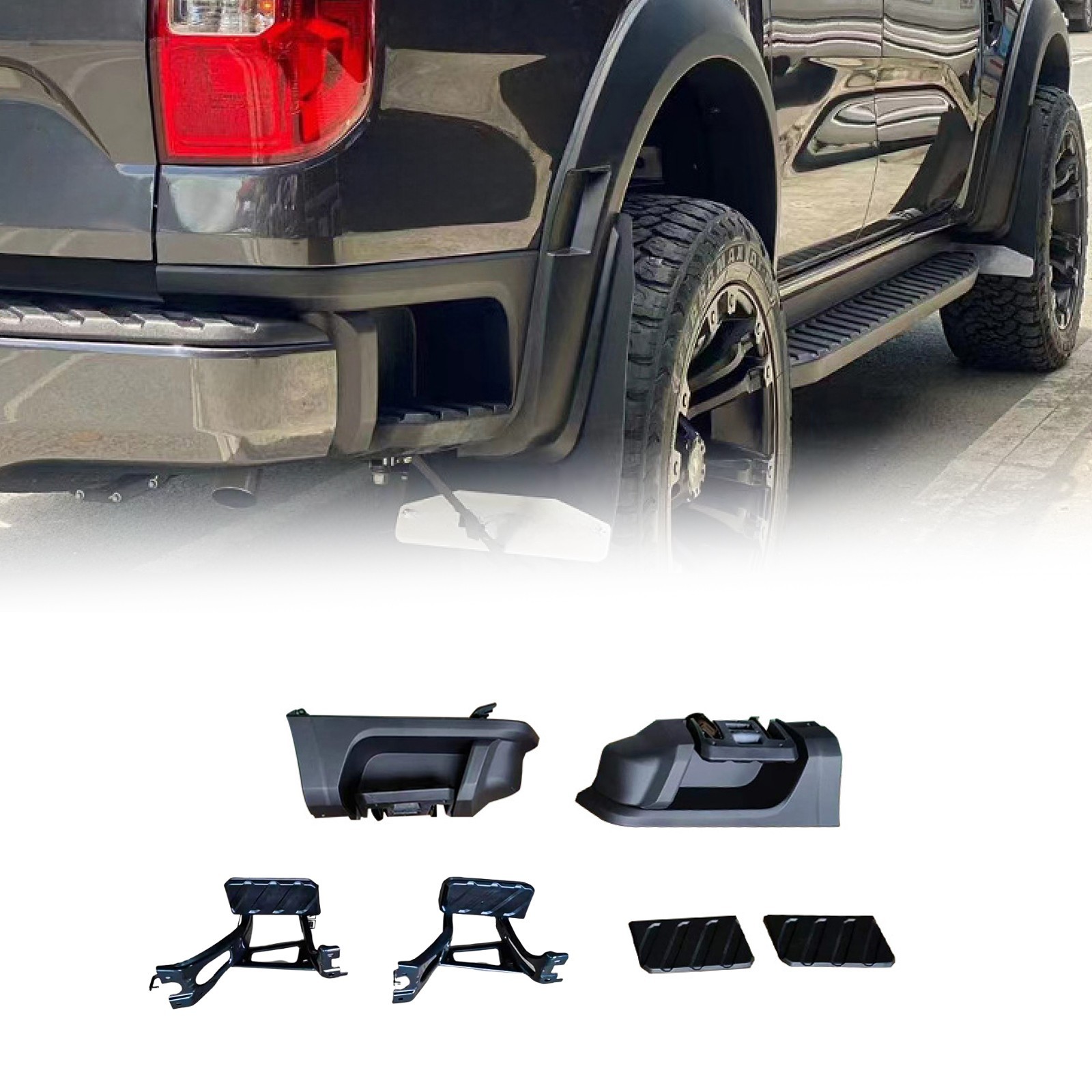 Rear Bed Step for Ford Ranger T9 2022-2025 XL XLT, Black Rear Side Foot Step