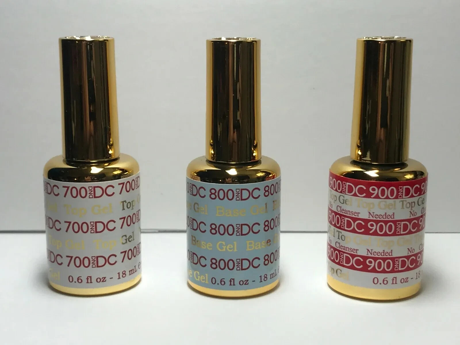 DC DND GEL Top Coat & Base Coat Set 3 pcs 700, 800, 900 NEW - gel nail polish