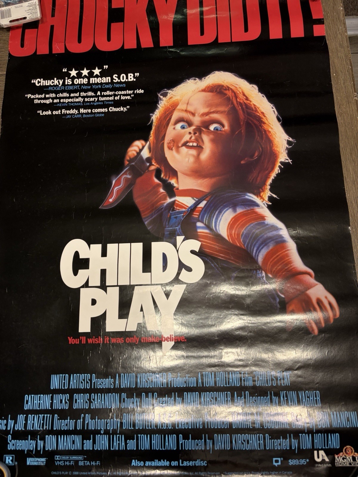 Child’s Play Video Poster 1989 Child’s Play Video Poster 1989