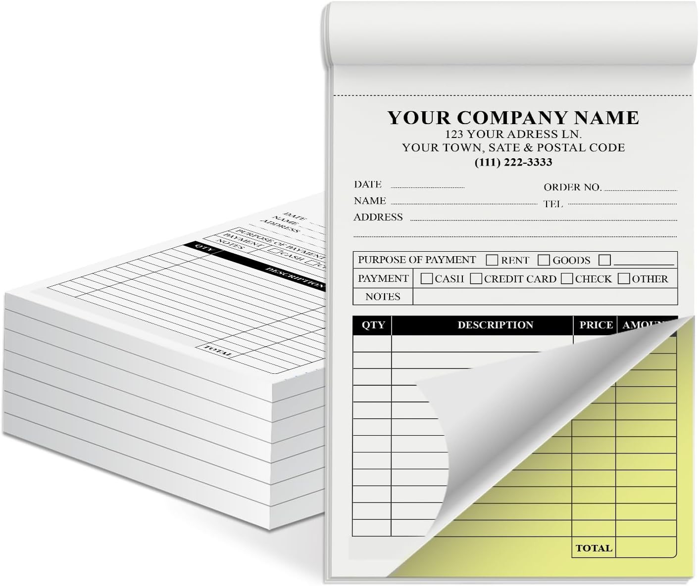 Custom Your Company/Business Name Carbonless NCR Books in 2-Part Duplicate Custom Your Company/Business Name Carbonless NCR Books in 2-Part Duplicate