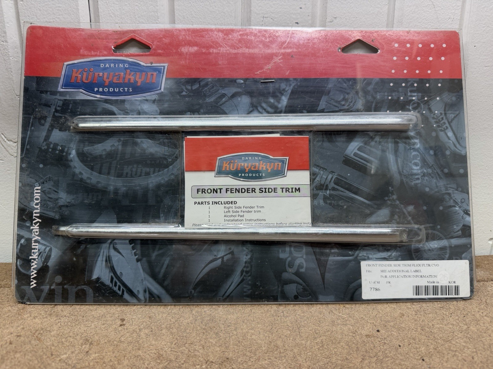 NOS Kuryakyn 7786 Front Fender Side Trim Chrome Strips Pair