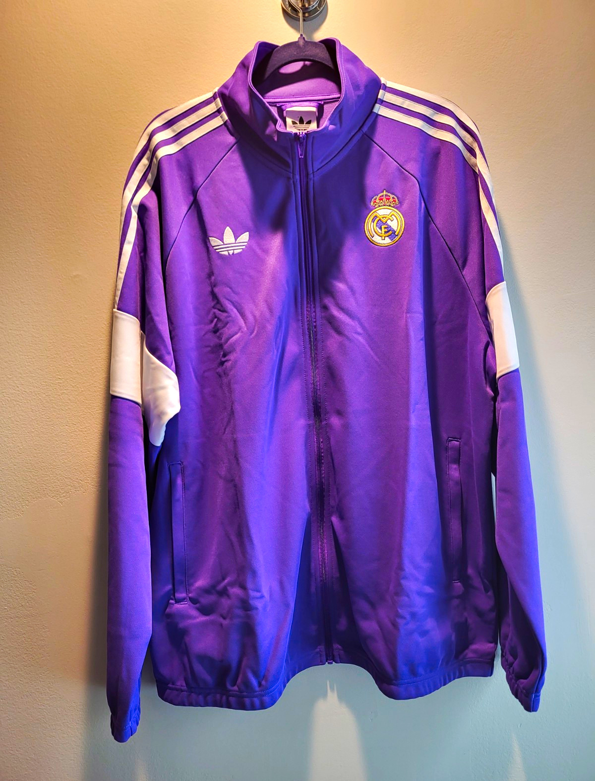adidas Real Madrid Official Licensed Track Jacket Purple/White Size XL $110