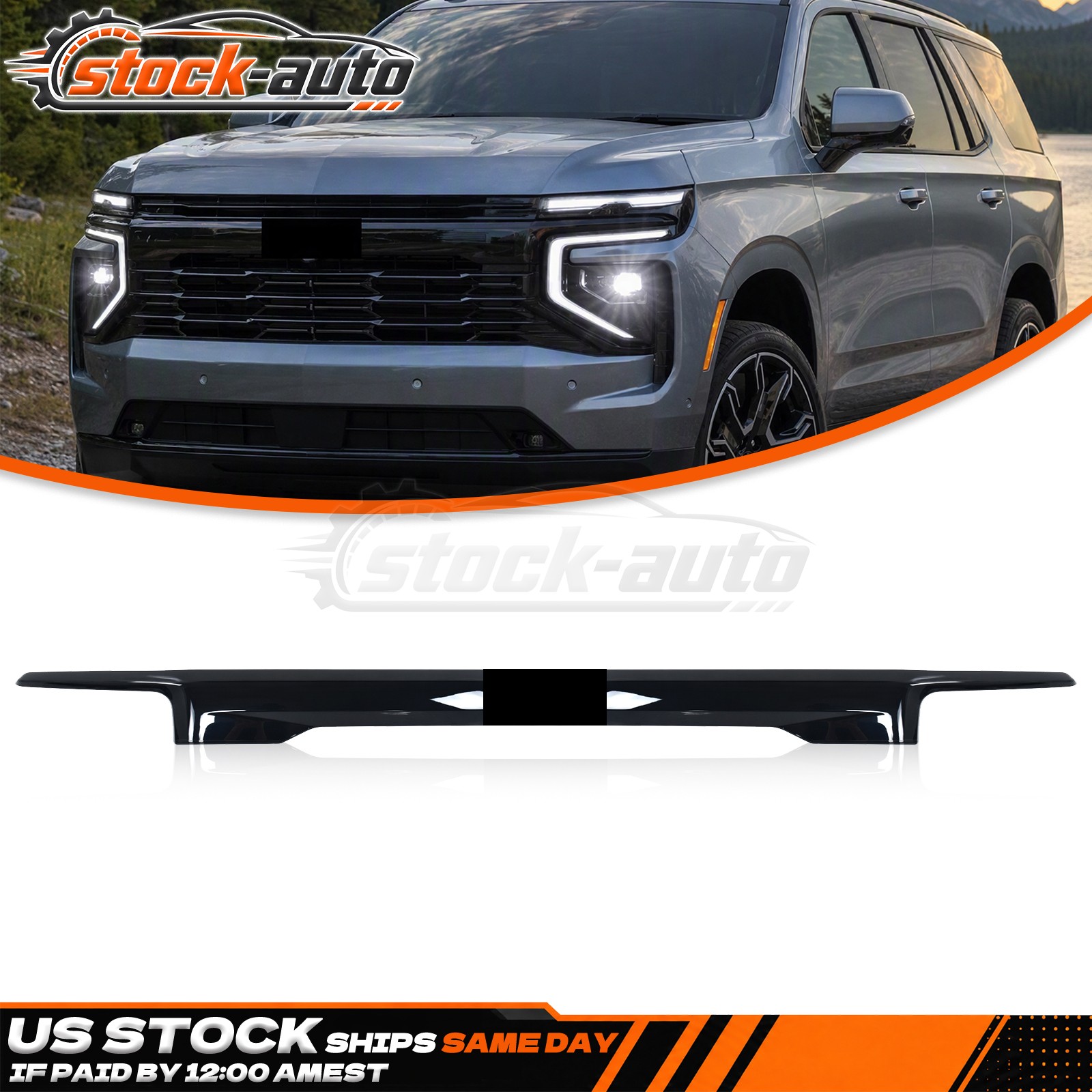 For 2025-2026 Chevy Tahoe/Suburban Glossy Black Front Bumper Grille Molding Trim