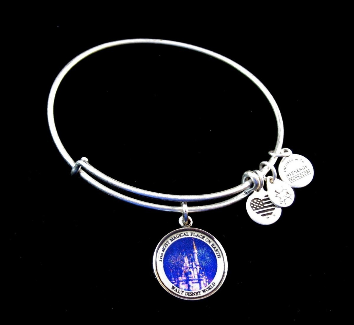 NEW Disney Alex &Ani Bracelet MOST MAGICAL PLACE EARTH Castle Fireworks Silver