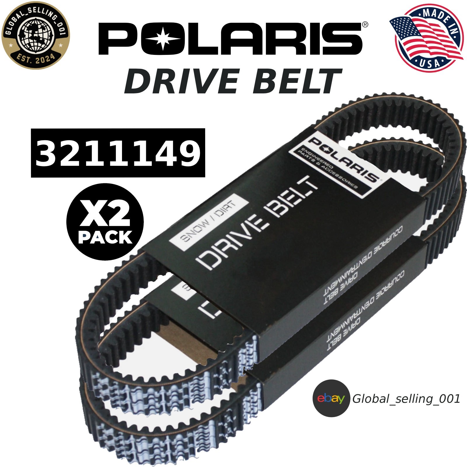 2Pack Polaris OEM 3211149 Drive Belt for Ranger 570 900 1000 XP Crew Deluxe