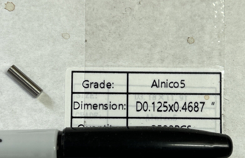 200 Quantity of Alnico5 Magnets 0.125x0.4687 200 Quantity of Alnico5 Magnets 0.125x0.4687