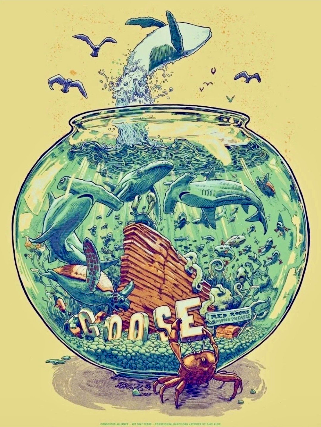 Goose 2026 Red Rocks | Poster, Art: Dave Kloc (From Concert)
