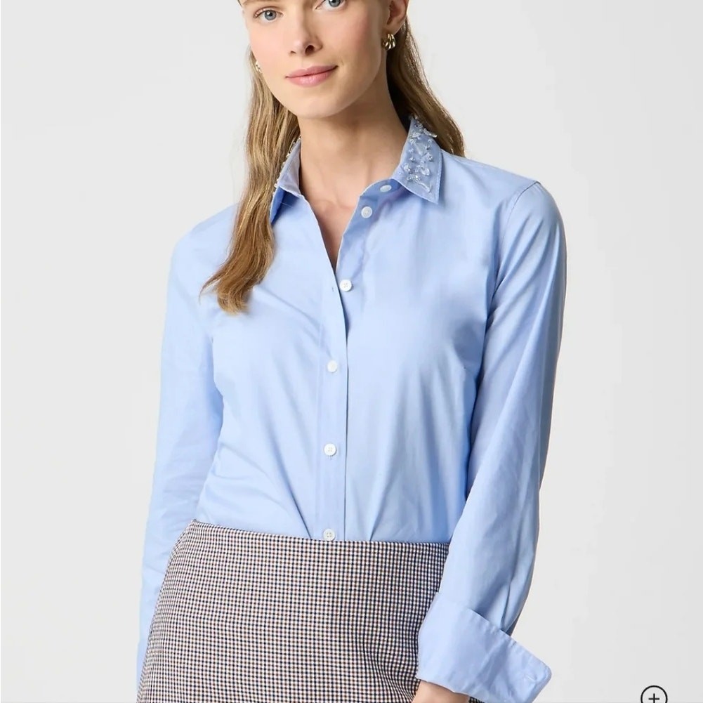 NWOT J. Crew Factory Jewel-collar Button-up Shirt in Lakeside Size M