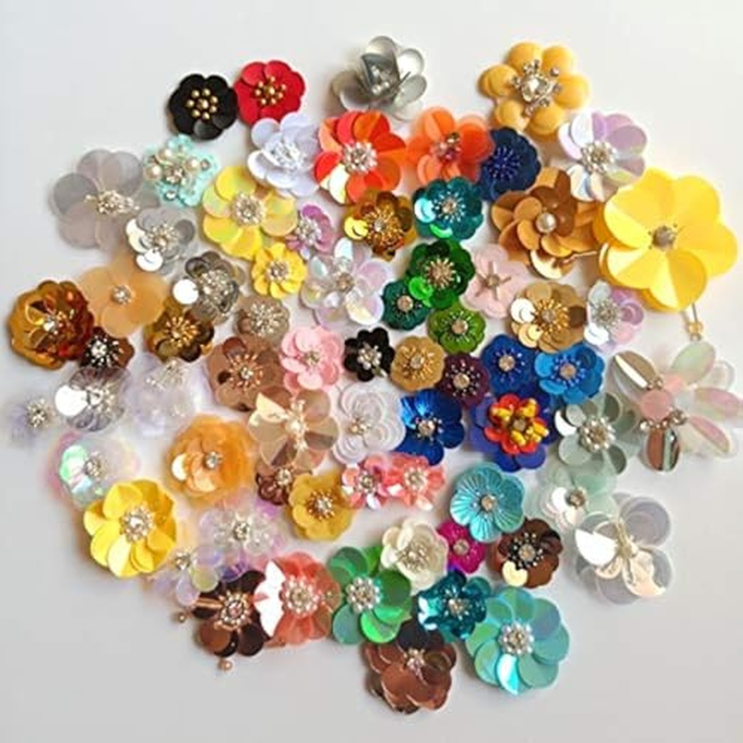 30pcs Random Sequins Embroidery Flower Patches Arts Crafts Sewing Patches (Co... 30pcs Random Sequins Embroidery Flower Patches Arts Crafts Sewing Patches (Co...
