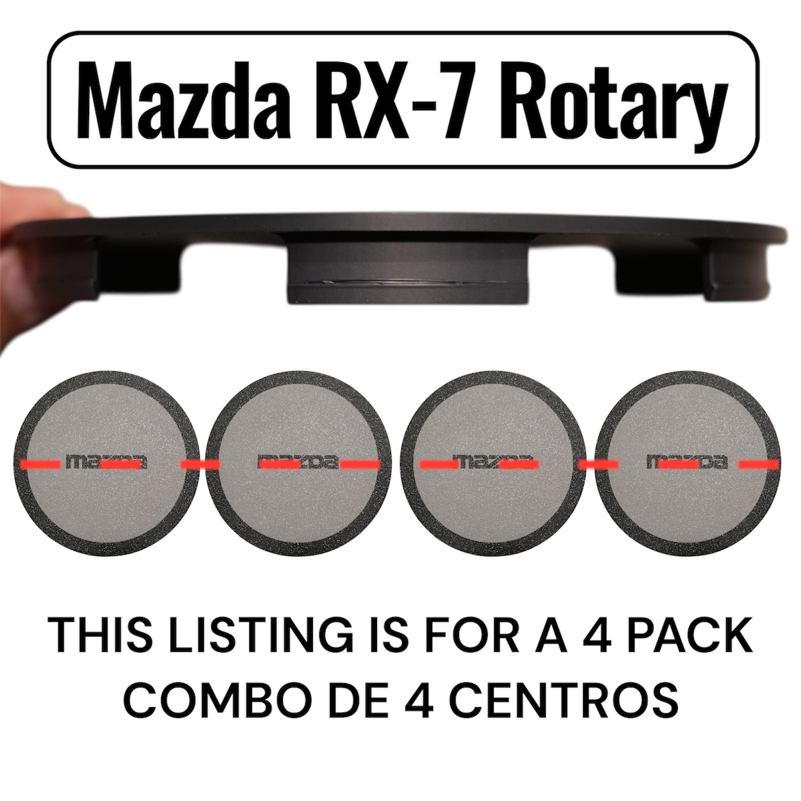Mazda Classic Triangle Rim Center Hub Caps – Centro Dorito con Clips RX7 set 4 