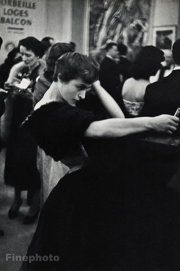 1953 HENRI CARTIER-BRESSON Paris Woman Fashion Charity Ball Gown Photo Gravure
