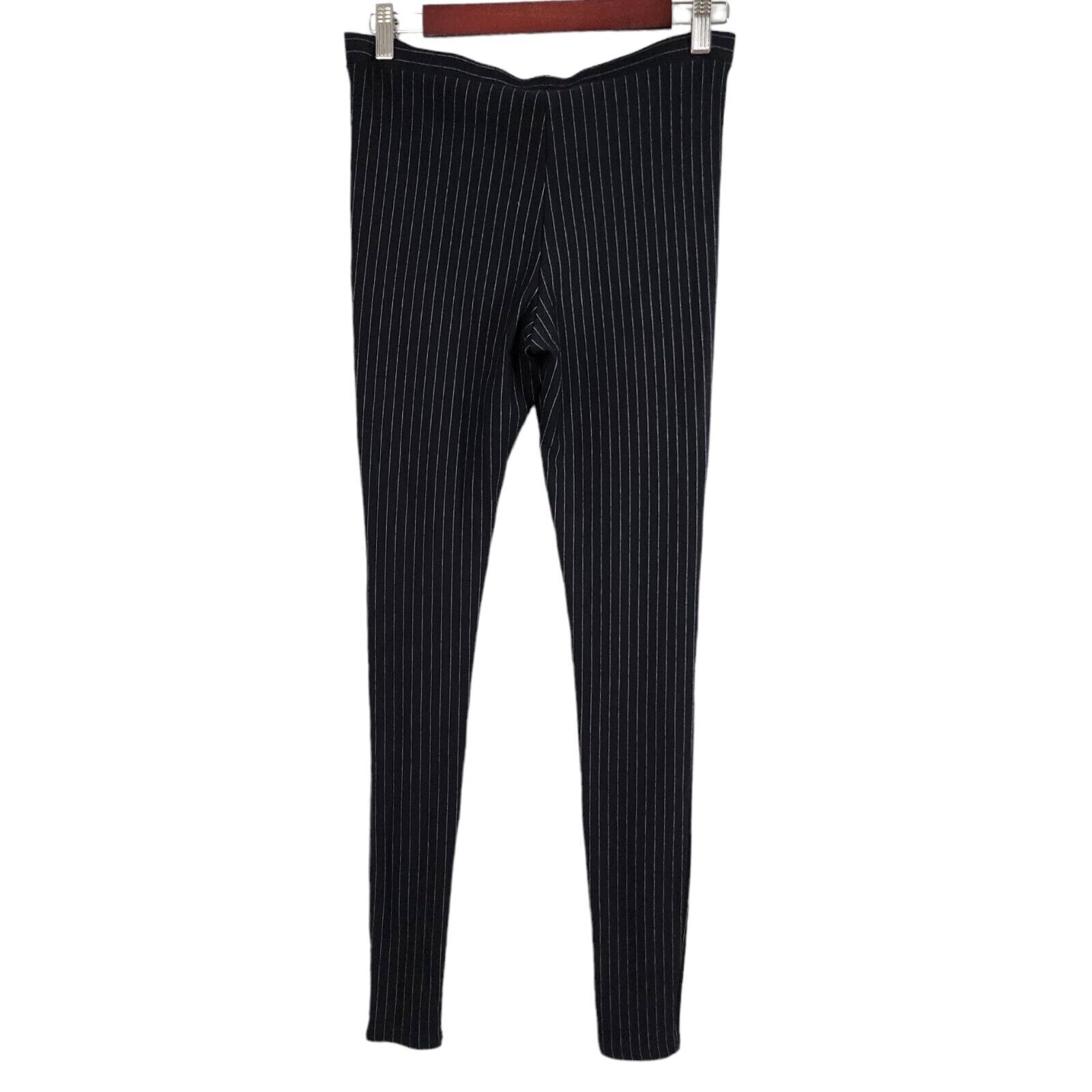 Leith Anthropologie Pin Striped Skinny Black office pants Size Medium Waist 30\ Leith Anthropologie Pin Striped Skinny Black office pants Size Medium Waist 30\