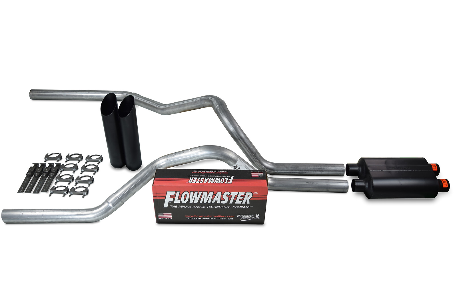 96-99 GM 1500 Dual Inlet Exhaust Kit Includes Flowmaster 40 series Black Tips