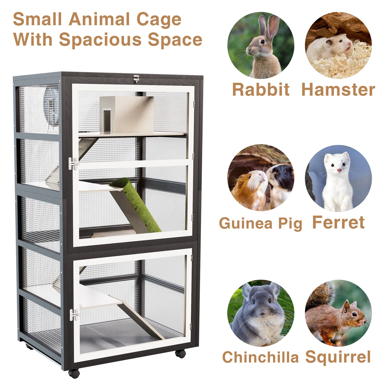 5-Levels Ferret Cages Rabbit Chinchilla Rat Small Animal House 55\