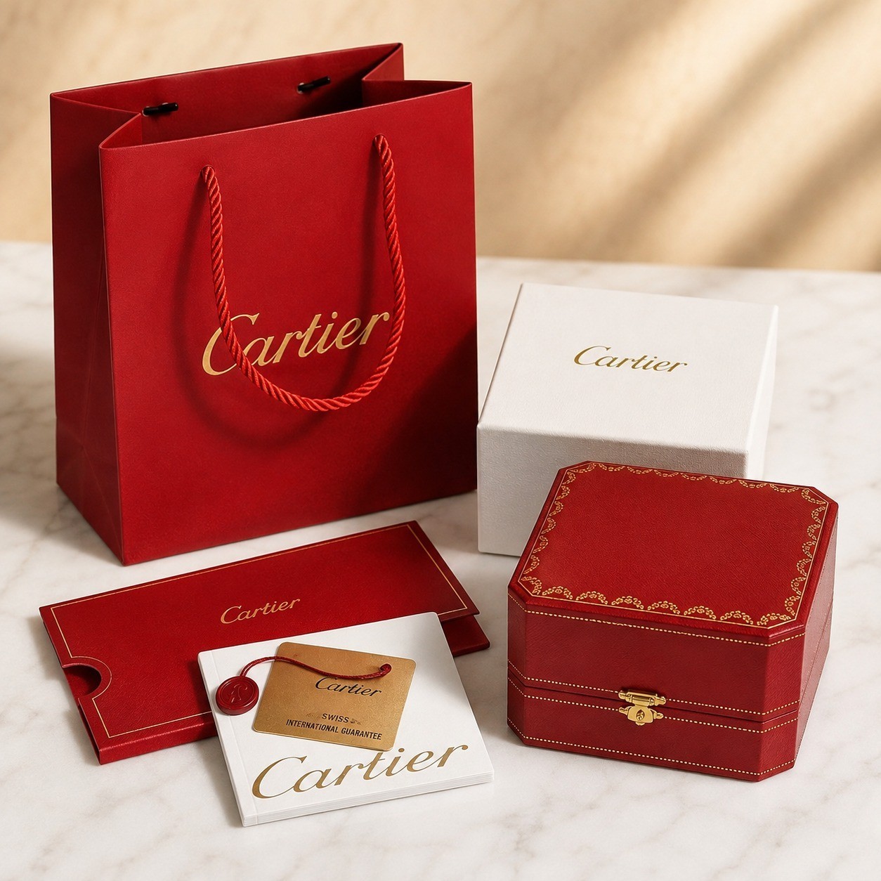 Cartier Watch Box Case Full Set Bag Card Booklet No Watch USA Ship