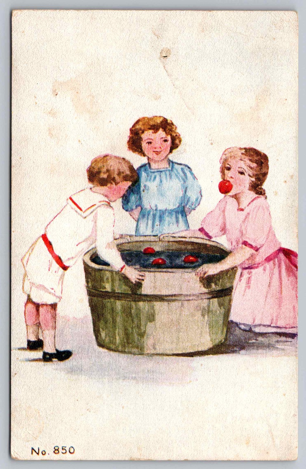 Postcard Halloween Children Bobbing Apples FA Owen 850