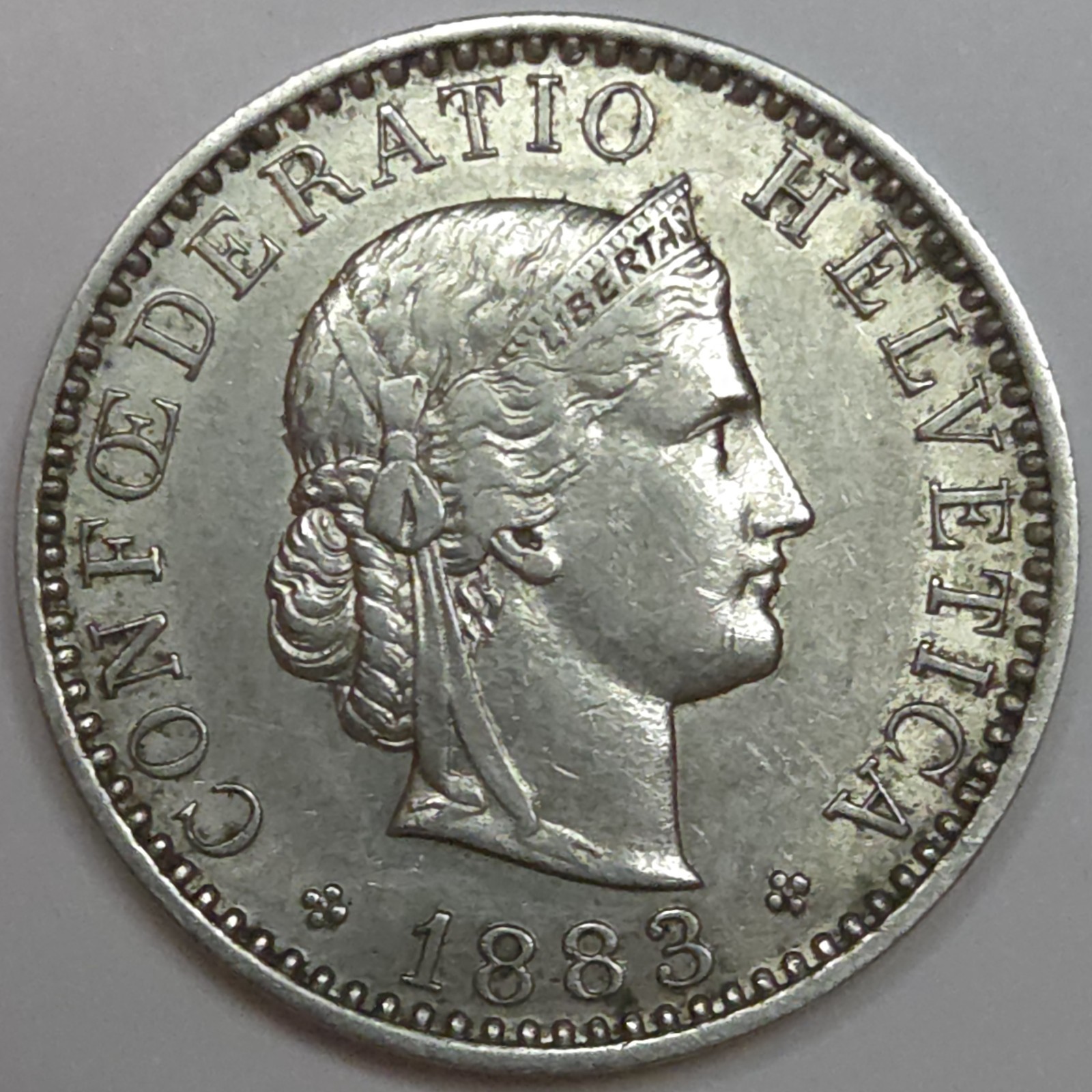 1883-B Switzerland 20 Rappen - XF (Lot#1)
