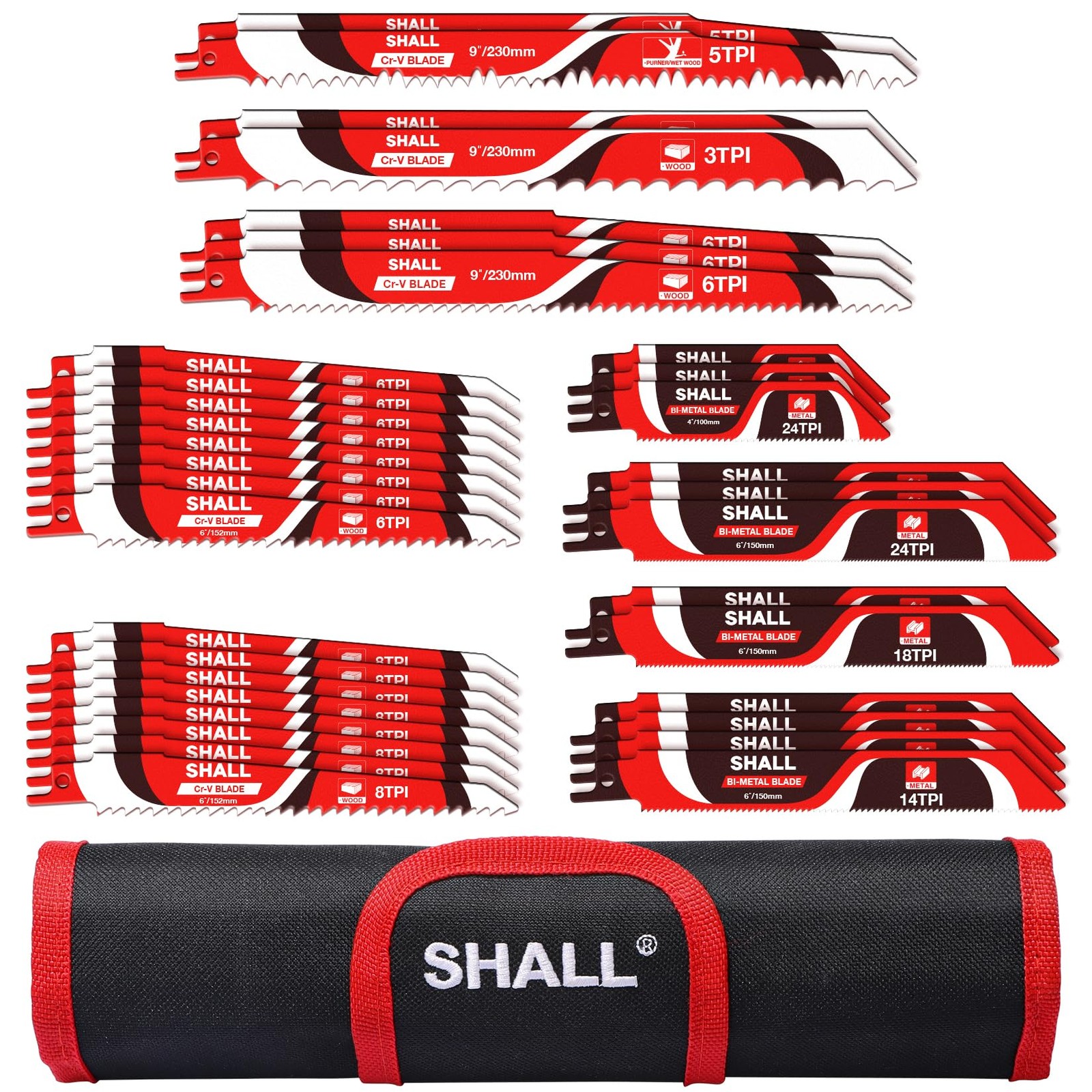 Shall Reciprocating Saw Blades 34Pcs Carbide Steel Replacement Saw Blade Kit