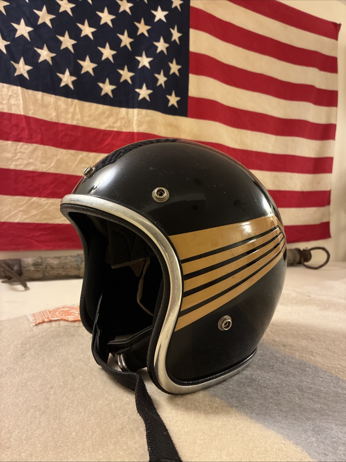 Vintage 1970s RARE Arthur Fulmer AF40 Motorcycle Bike Helmet SZ Medium USA LOOK