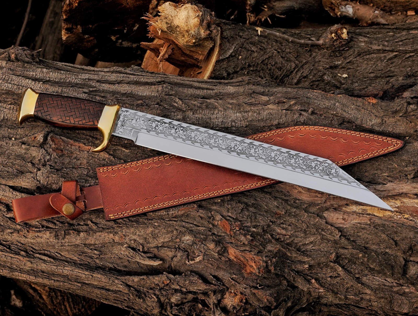 Handmade Carbon Steel Hunting Viking Seax Knife Survival Knife W/Sheath