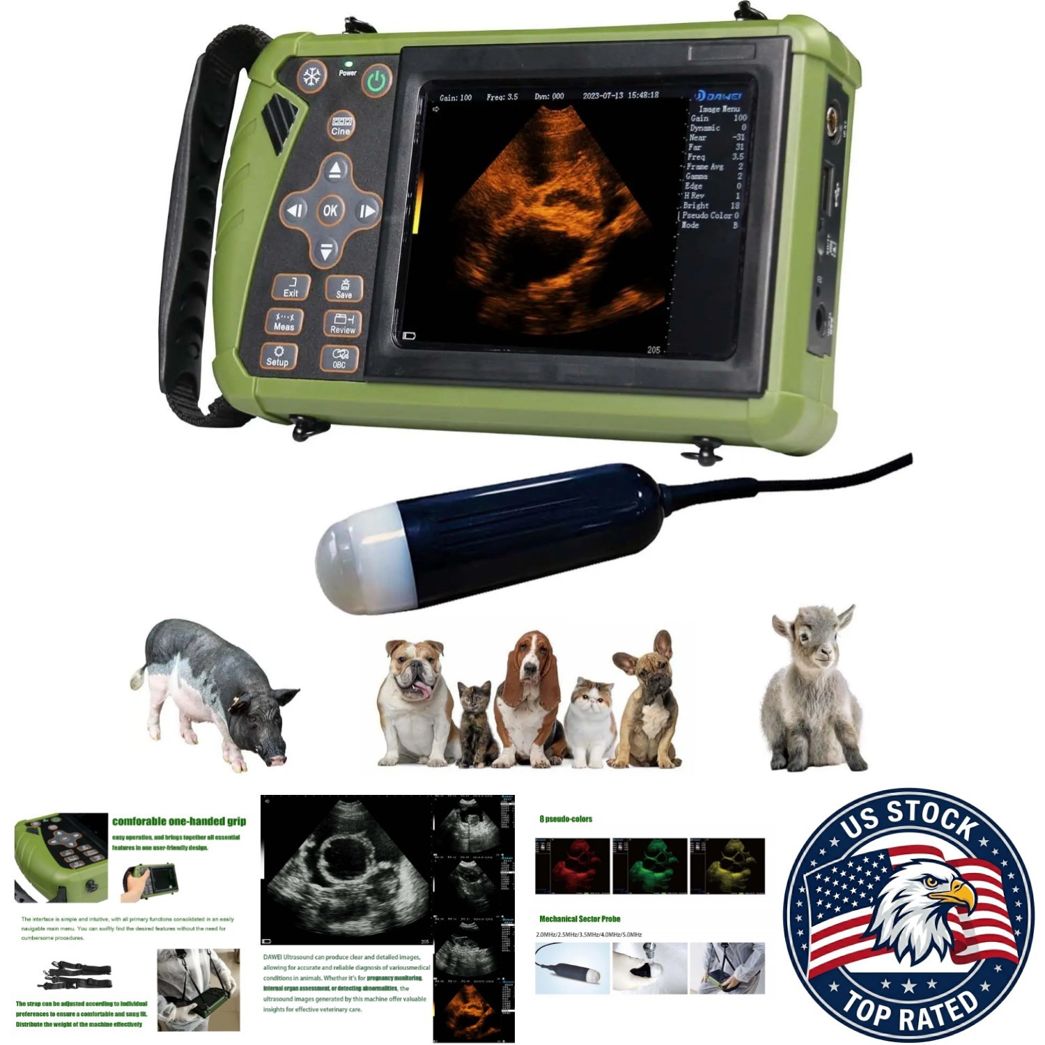 Portable Veterinary Ultrasound Scanner 3.5MHz Probe for Pig Sheep Dog Pregnancy