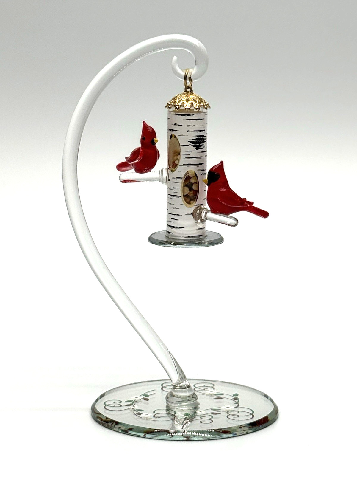 Glass Baron Cardinal Delight Bird Feeder S4 368-C 5\ Glass Baron Cardinal Delight Bird Feeder S4 368-C 5\