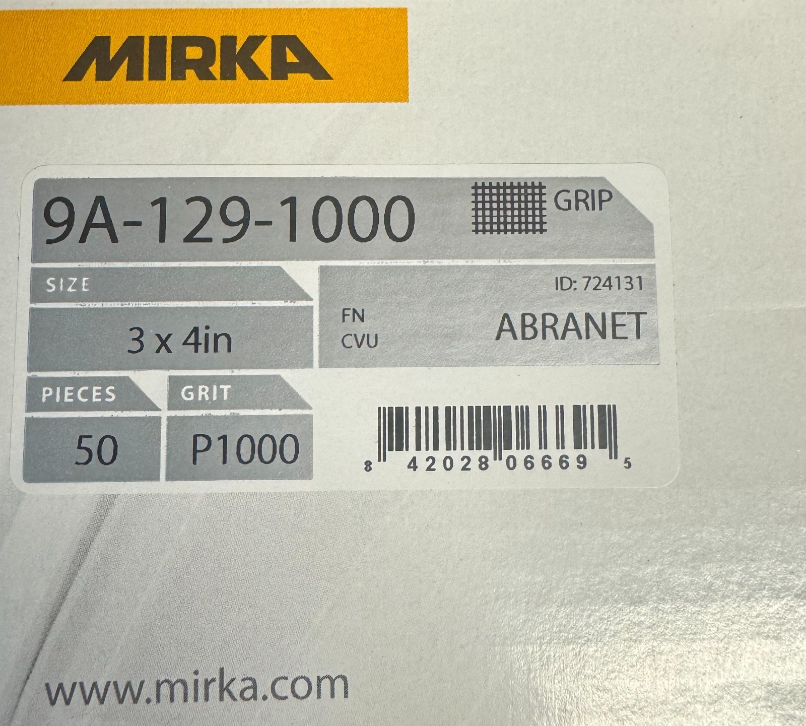 BNIB Mirka Abranet 9A-129-1000 Mesh Grip Sheet Dust Free Sanding