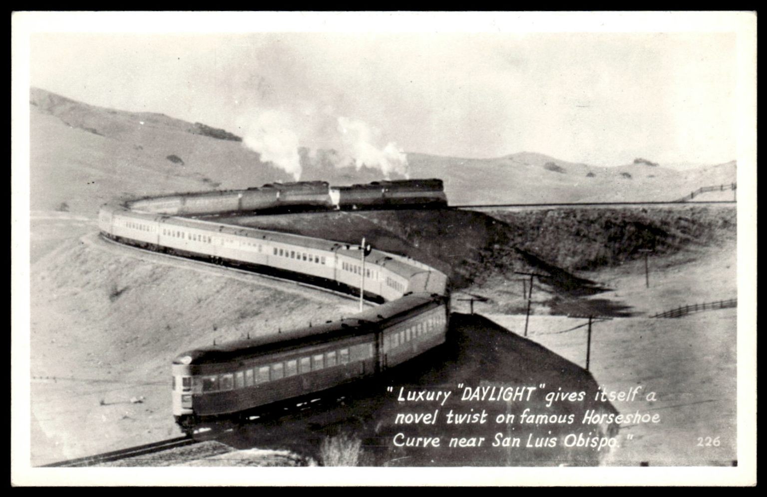 Vintage RPPC Southern Pacific Daylight Train Horseshoe Curve San Luis Obispo CA
