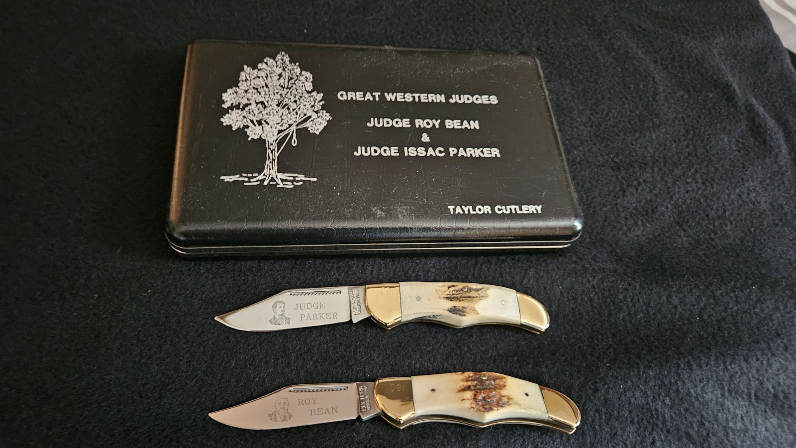 Taylor Cutlery Great Western Judges Elk Horn 1980 Knife Set Collector Parker