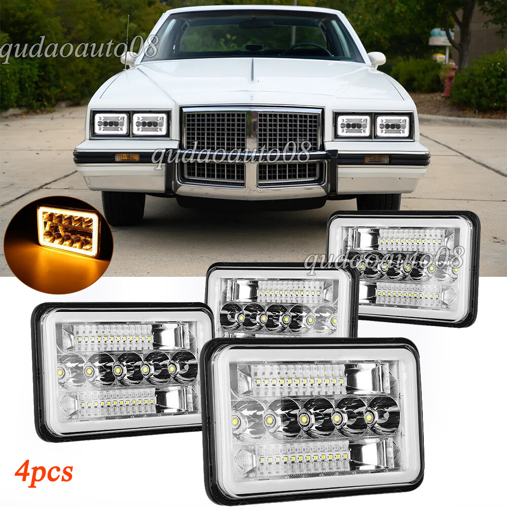 Fit 1976-1987 Pontiac Grand Prix 4PCS 4x6'' LED Headlights High-Low Beam DRL DOT