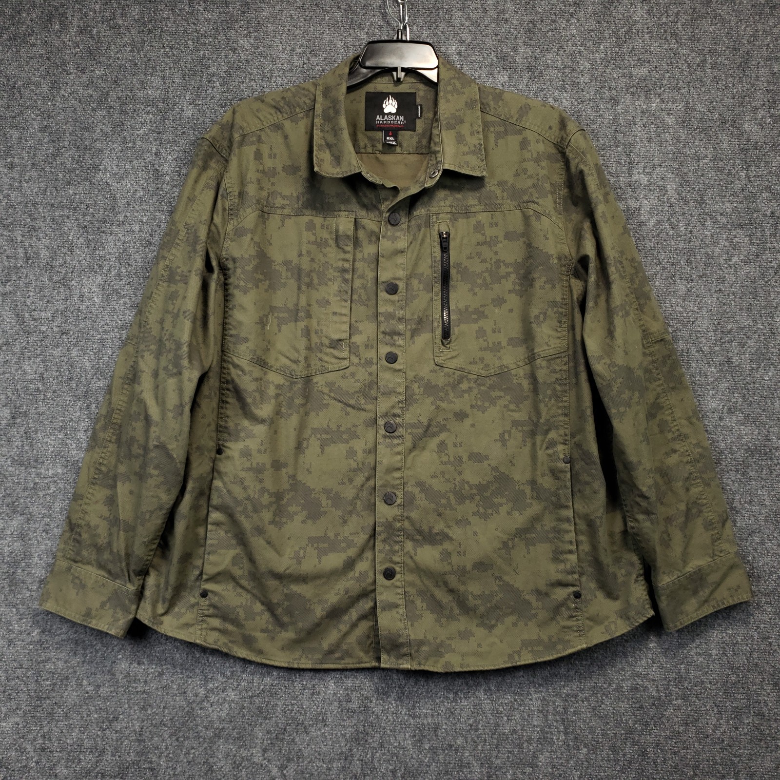 Dulth Alaskan Hardgear Stone Run Overshirt Shirt Jacket Mens 2XL Green Camo Snap